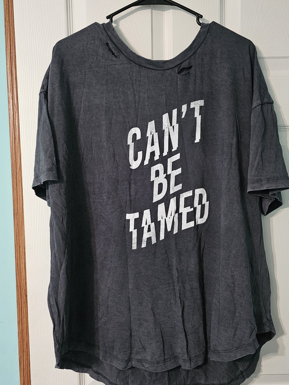 aerie Black Crewneck Tee with White Logo Print